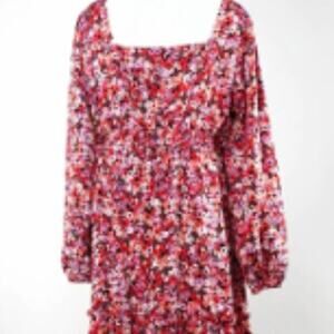 Missguided Floral Dress Pink Black 14